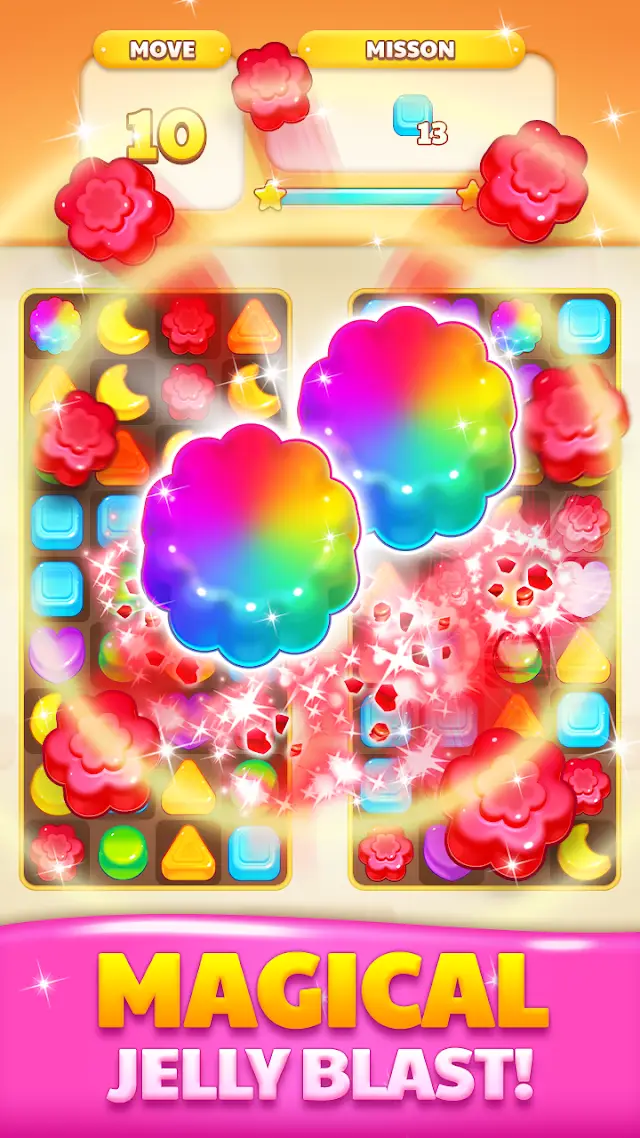 Jelly Drops - Puzzle Game screen with jelly clusters